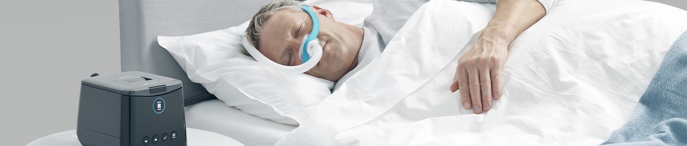 Man being treated fo Obstructive Sleep Apnea